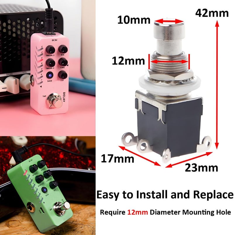 LKRXW 3Pcs DPDT 6 Pins Guitar Effect Pedal Footswitch Momentary Box Stomp True Bypass Guitar Switch Push Button Metal Foot Switch Solder Lugs Terminal AC 250V/2A 125V/4A - Image 5